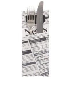 Bestecktaschen-Newsprint-20-x-8-5-cm-inkl-schwarzer-Serviette-33-x-33-cm-2-l-89189